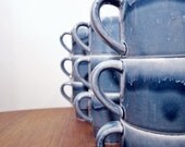 vintage Blue Stackable Mugs, set of 9, never been used