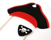 Photo booth Props. Wedding Photo Props. Mustache. Photo Props. Pirate Props. Props on a Stick - The Pirate Envy Maro Kit