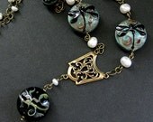 Dragonfly Necklace. Statement Necklace. Turquoise Necklace. Lampwork Glass Necklace. Handmade Necklace.