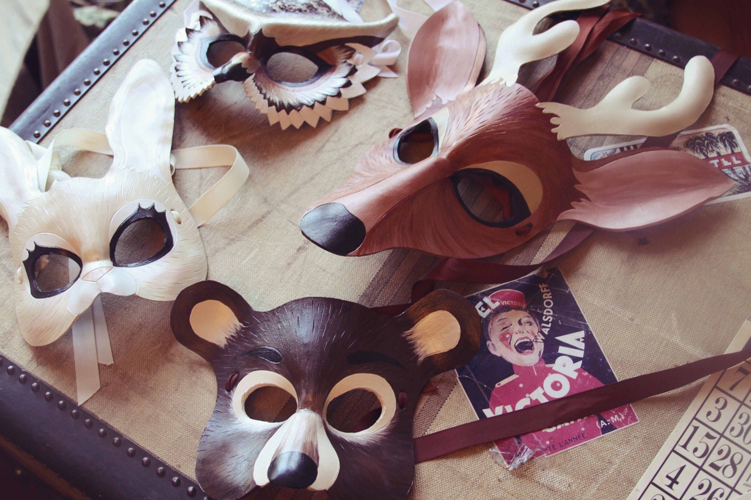 Horned Owl Leather Mask, Child Size - Made to Order ECO-FRIENDLY