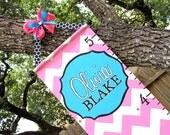 Pink & Aqua Chevron Growth Chart