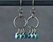 Earrings Dangles Metallic Green & Brass: "Mermaid Scales"