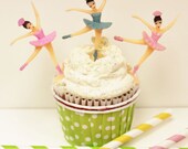 Ballerina Cupcake Toppers, 12 Ballerina Cupcake Food Picks, Dance Recital Cupcakes, Winter Ballet Party, Girls parties, Birthday parties