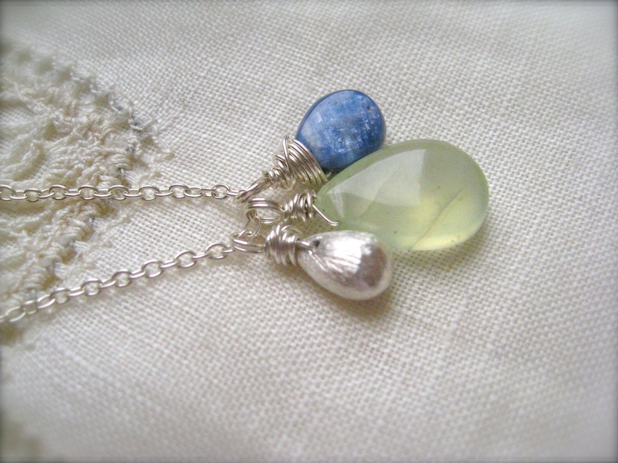 Bridal Pendant, Soft Green Pendant, Kyanite Pendant, Mixed Gemstone Pendant, Wedding Jewelry, Bridesmaid Gift