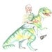 Bill Murray riding a dinosaur original watercolor