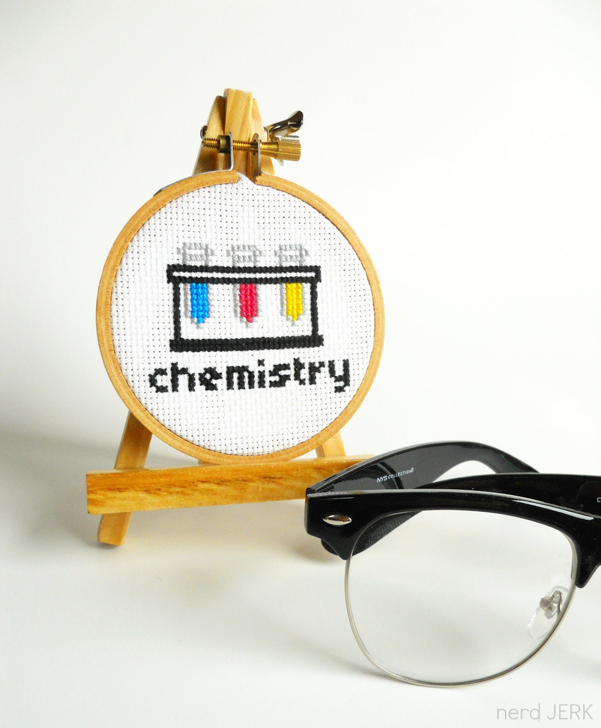 DIY Nerdy Cross-Stitch Kit - CHEMISTRY SET 002- Complete with Geeky Beginner Embroidery Tutorial