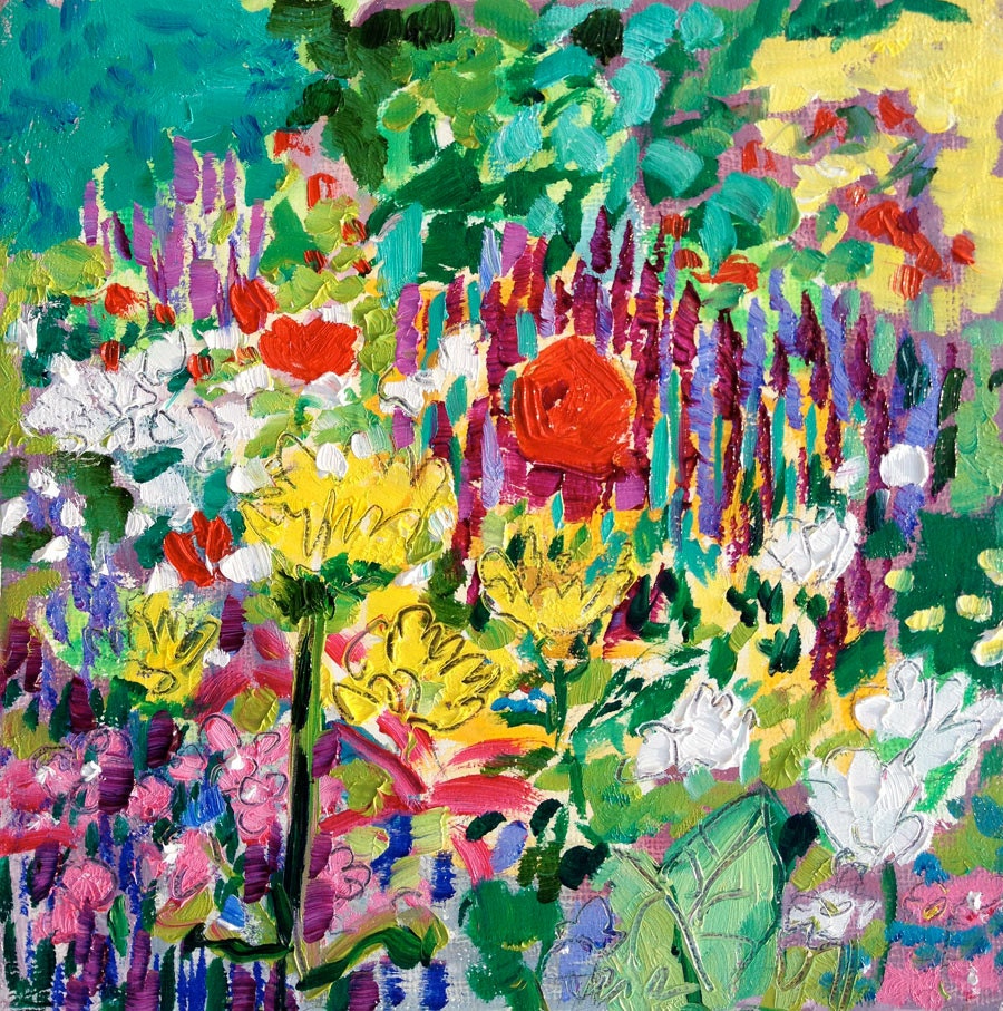 flower garden painting 6x6