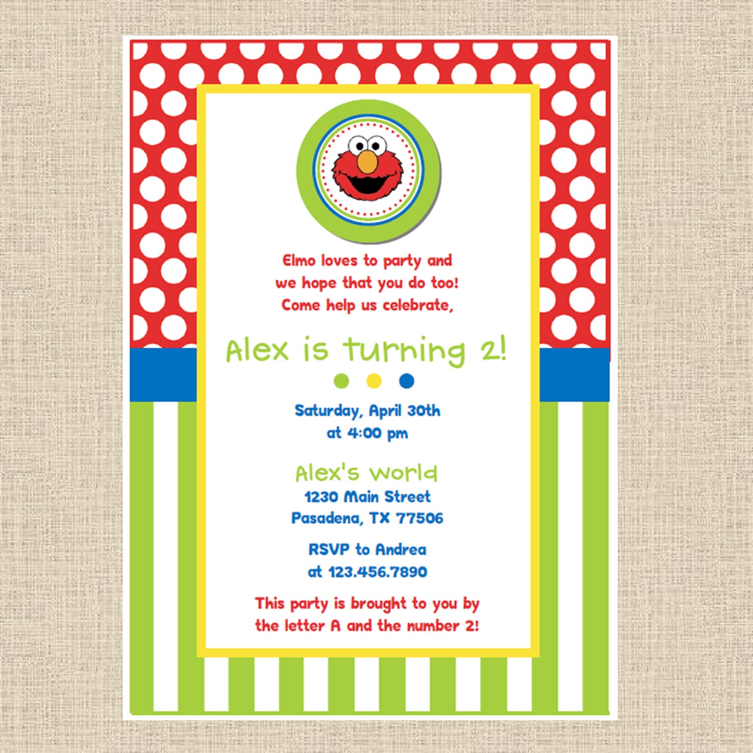Printable DIY 3D Embellished Elmo Inspired Invitations Il_170x135