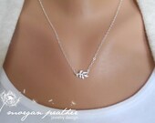 SALE - Tiny Vine Necklace - white gray leaf branch pattern - sterling silver chain - morganprather
