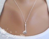Giraffe Necklace in Silver - Animal Charm - Sterling Silver Fine Cable Chain - Fun Gift - morganprather