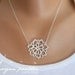 Chrysanthemum Petite Necklace - Dainty Flower Necklace in Grey White Silver - Perfect Gift - Pendant Suspended from Sterling Silver Chain