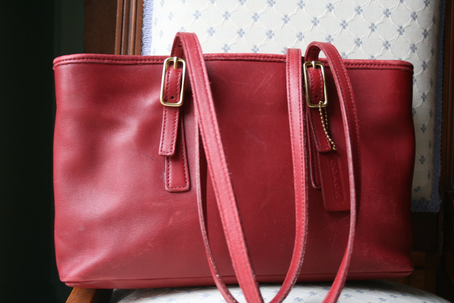 COACH Legacy Market Tote East West RED Double Handle Bag Purse 9813 BAG