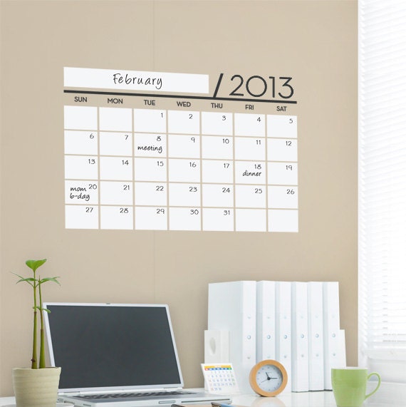 Unique Dry Erase Board Decal - Wall Calendar - Vinyl Wall Sticker