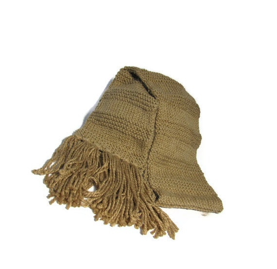 Tan/Beige Unisex Hand Knit Scarf