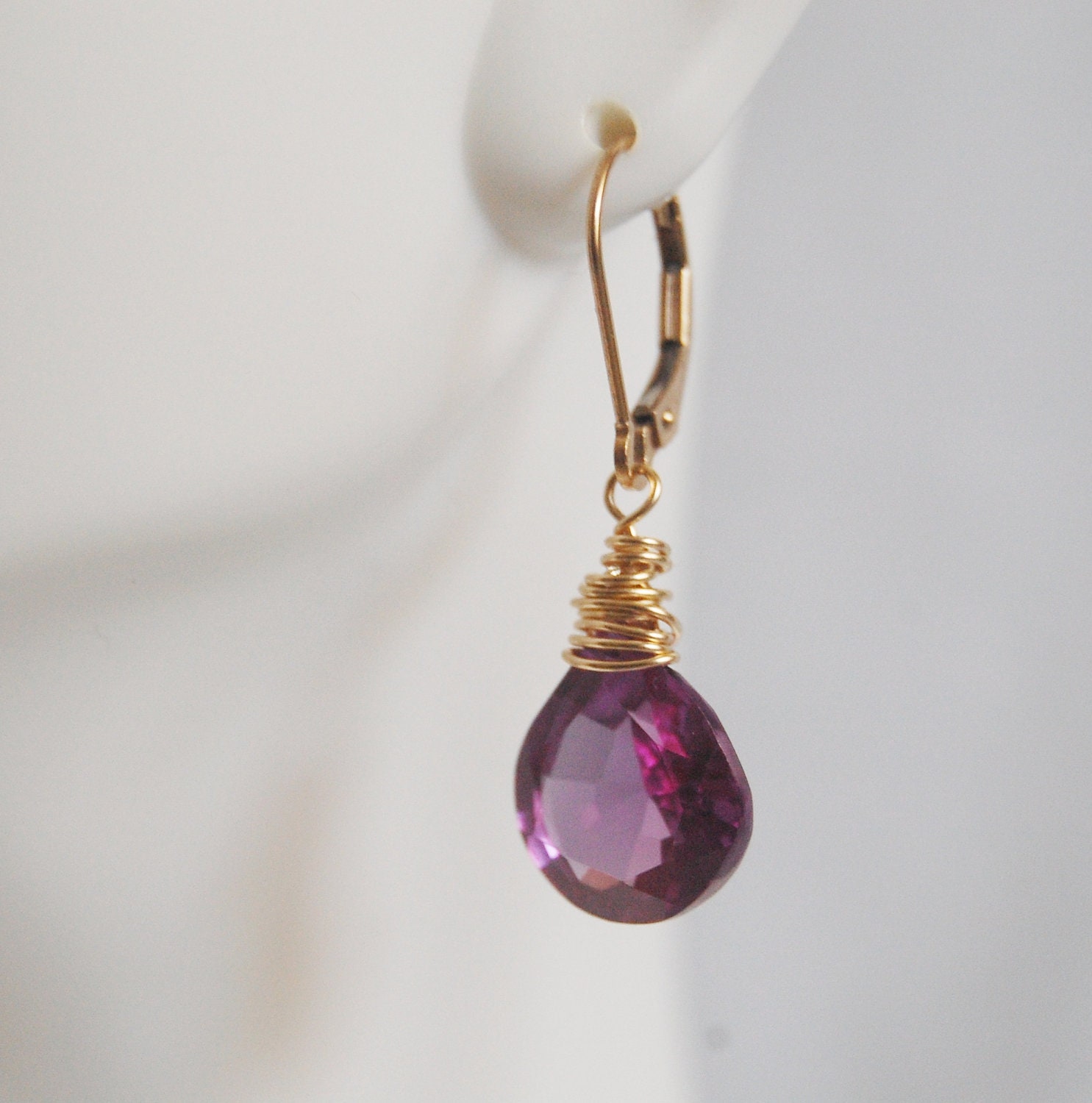 Gemstone ALEXANDRITE   Quartz Dangle Drop  Earrings