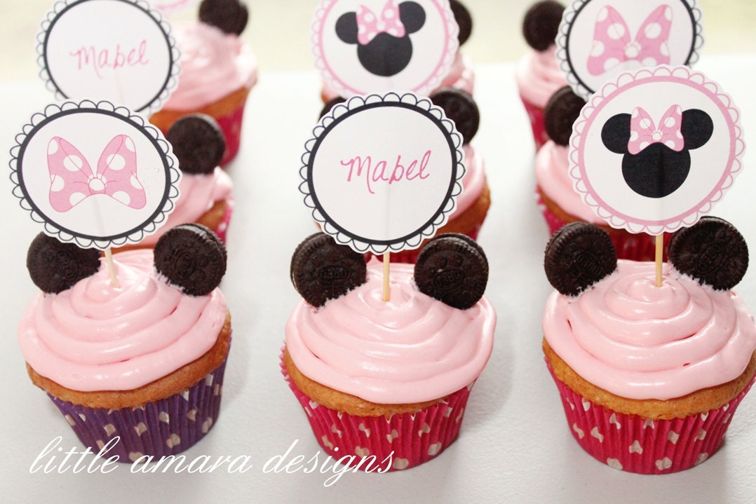 Minnie Mouse Cupcake Toppers or Tags DIY