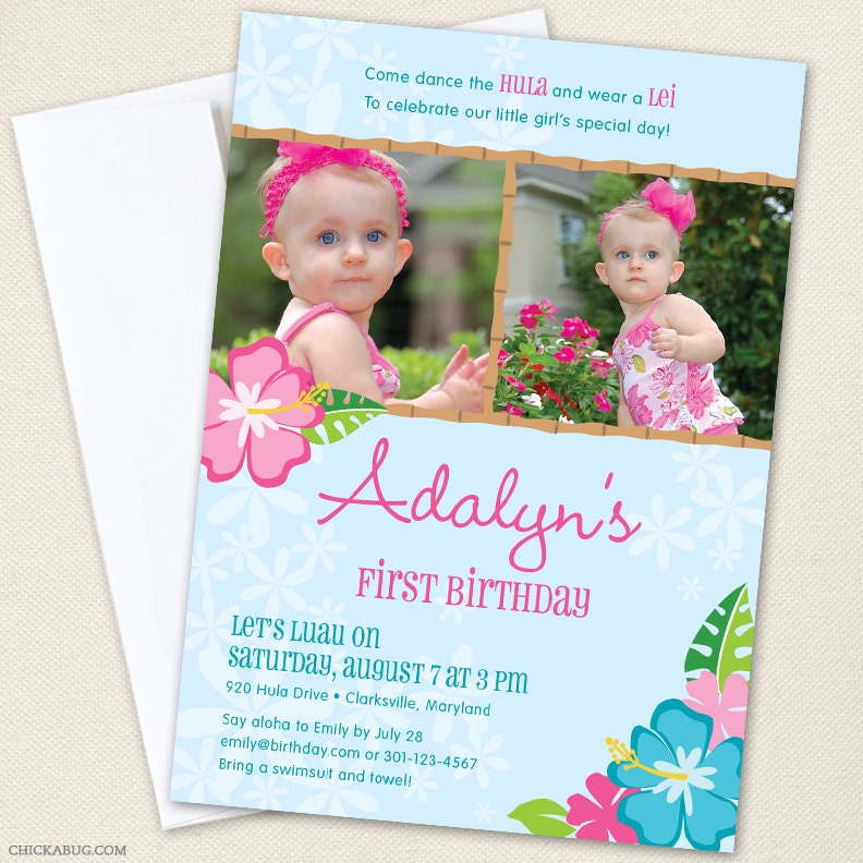 Luau theme party - Set of 15 custom photo invitations - Printable file also available Il_170x135