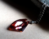 Swarovski Crystal Necklace, Red Crystal Necklace, Galactic Red Magma, Sterling Silver Chain Necklace, Holiday Jewelry, Under 50
