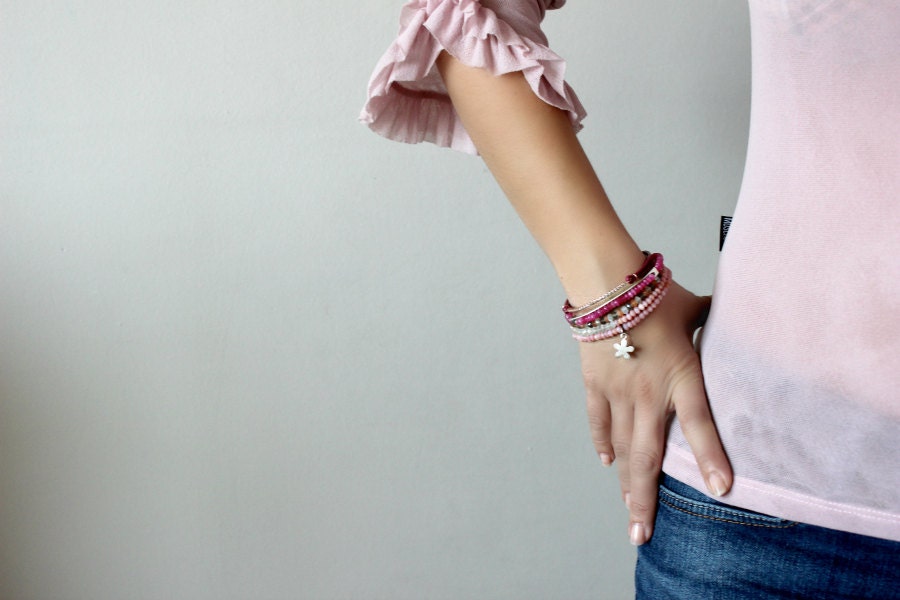 Moonstone and Pink Opal Bracelet