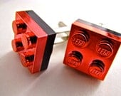 Red Chrome Brick Cufflinks with Black Accent (Pair)