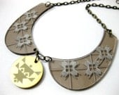 Collar necklace - folk statement jewelry - brown lasercut plexiglass