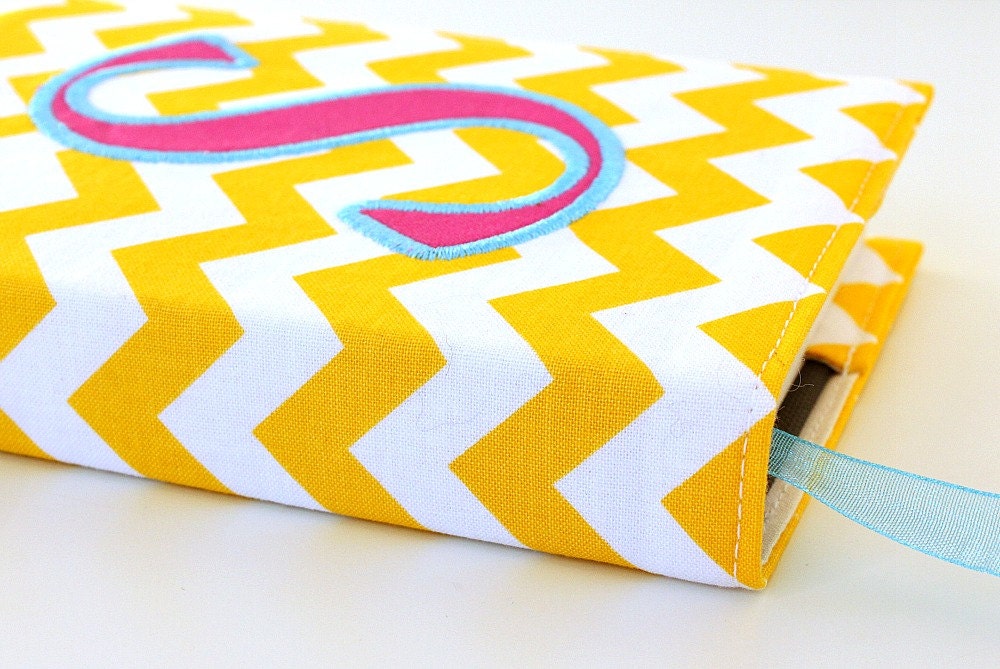 Personalized journal - appliqued monogram sketchbook - graduation gift - notebook - artist sketch book - fabric covered book
