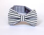 Baby Boy's Bow Tie - Grey Seersucker - any size - Gray Stripe Bowtie