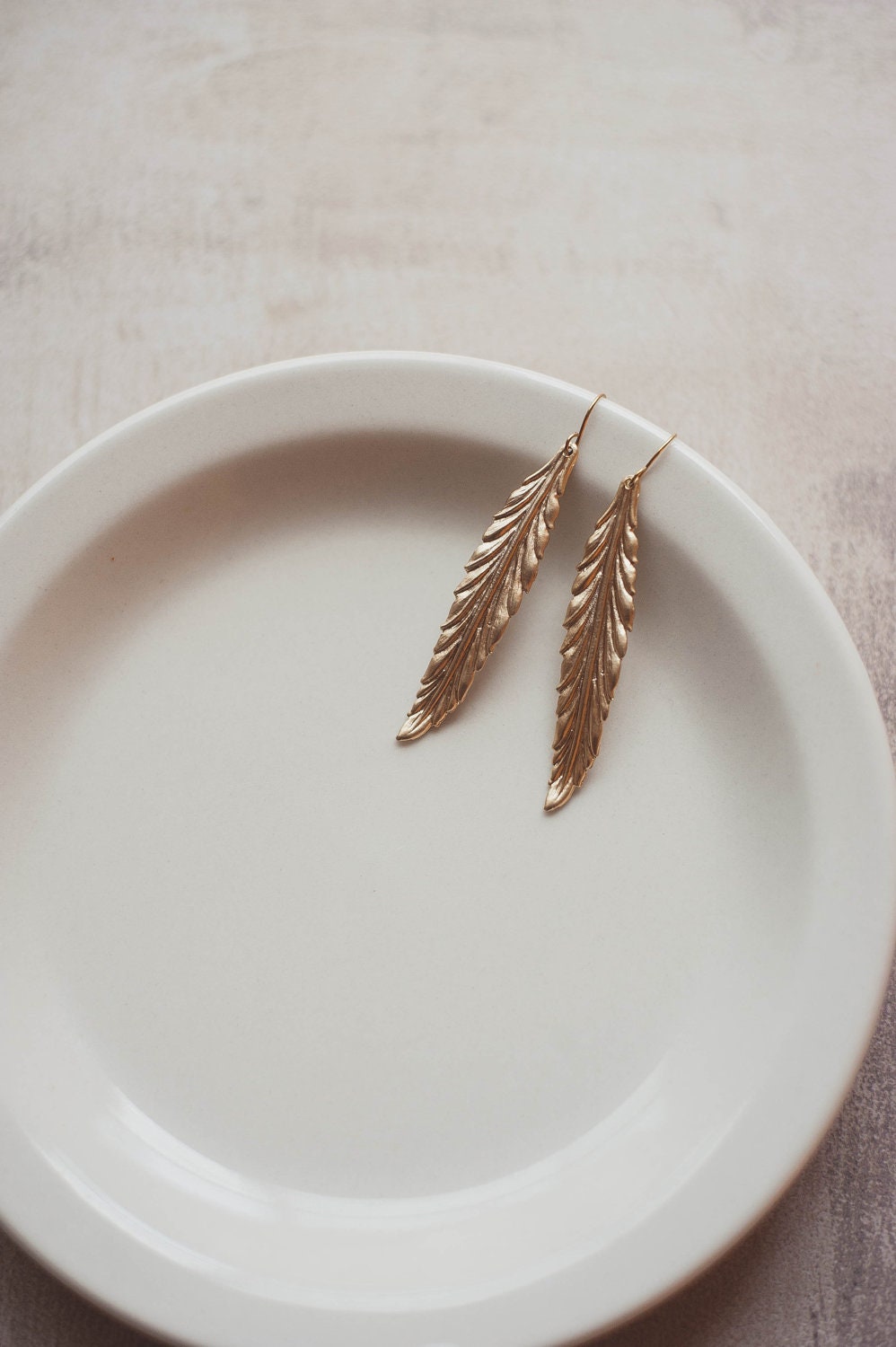 Gold Feather Metal Earrings - Great Everyday Jewelry
