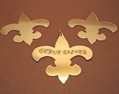 Fleurish- 2" x 2 1/8" brass flour-de-lis charm hand stamped and customized for you
