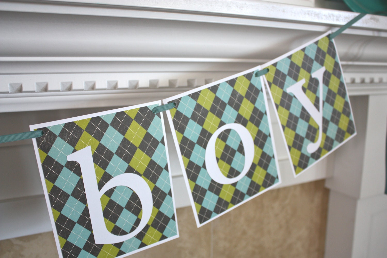 SALE: baby boy argyle banner