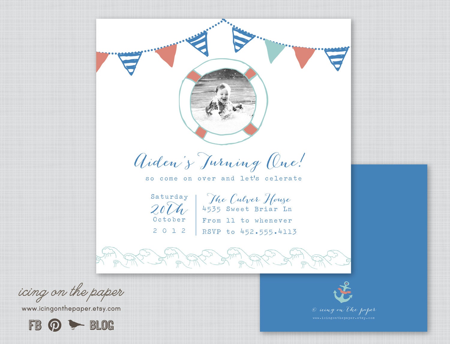 Nautical Party Invitations - Digital or Printed