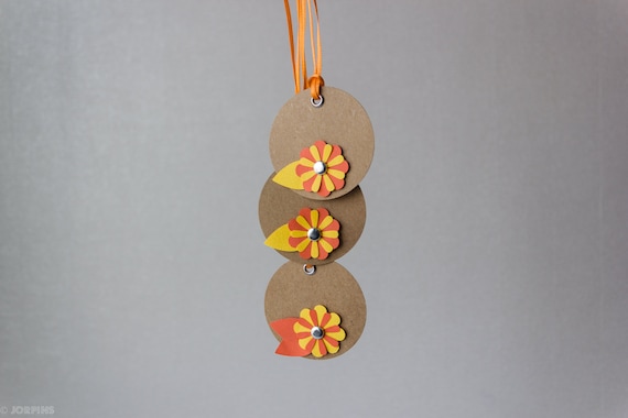 Crazy Daisy gift tags - Yellow orange - Set of 3
