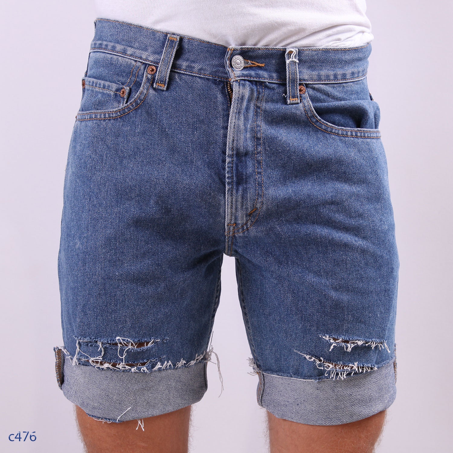 Mens Levis Shorts / Medium Wash Denim CutOffs / S to M