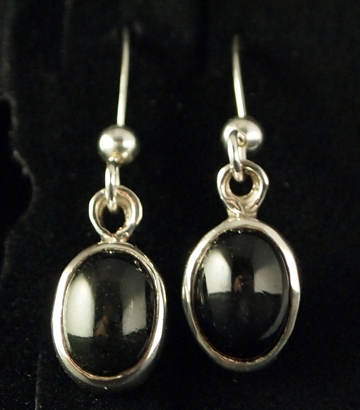 Sterling Silver and Black Diopside Drop Earrings