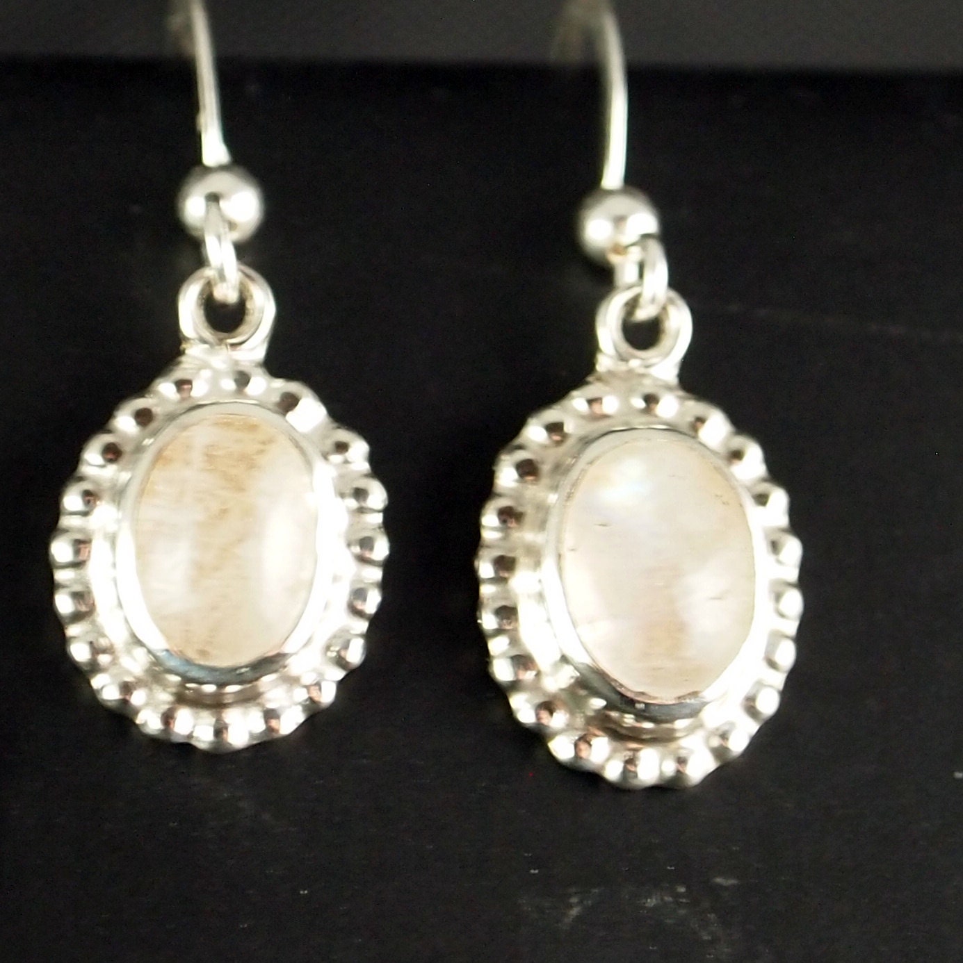 Sterling Silver and Moonstone  Drop Earrings