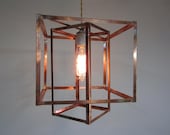 Reserved for Liz - Geometric Copper Hanging Pendant Light and Two Camellia Pendant lights
