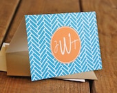 Herringbone Monogrammed Stationary - Herringbone Stationery Set of 12