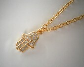 Hamsa  Necklace, CZ Gold Hamsa, Protection Jewelry, Gifts for Her, Minimalist Jewelry