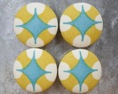 Yellow Polka Dot and Atomic Blue Magnet Set Refrigerator Office Organization Home Office