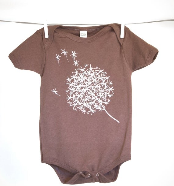 Dandelions, Dandelion Onesie, Cute baby clothes, baby girl, fall fashion, brown, organic, etsykids team