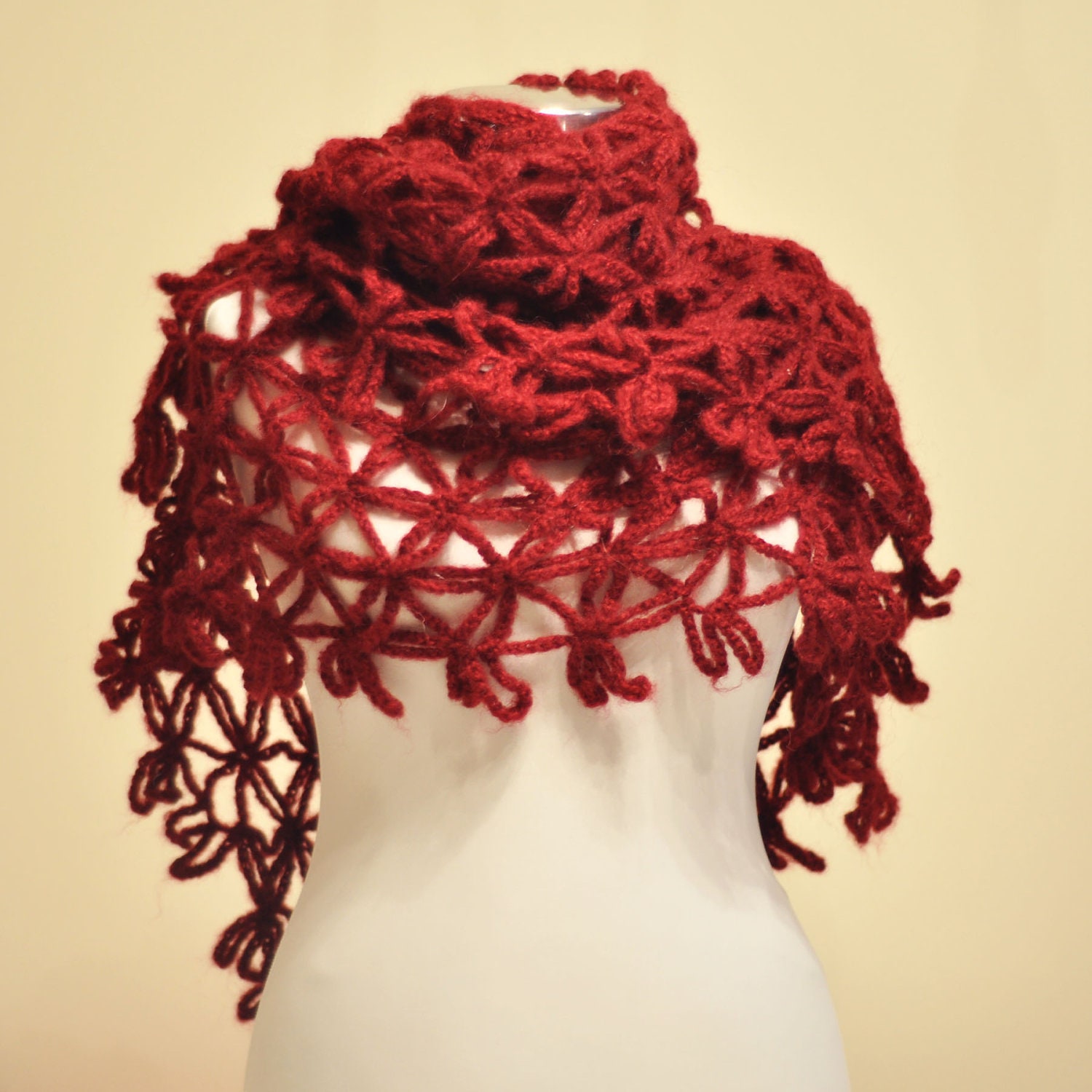 Burgundy Red Anatolia Mohair Shawl