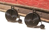 High Wheel Bicycle Cuff Links - Antiqued Brass Bike Cuff Links - Victorian - Steampunk - Exercise - I heart Biking
