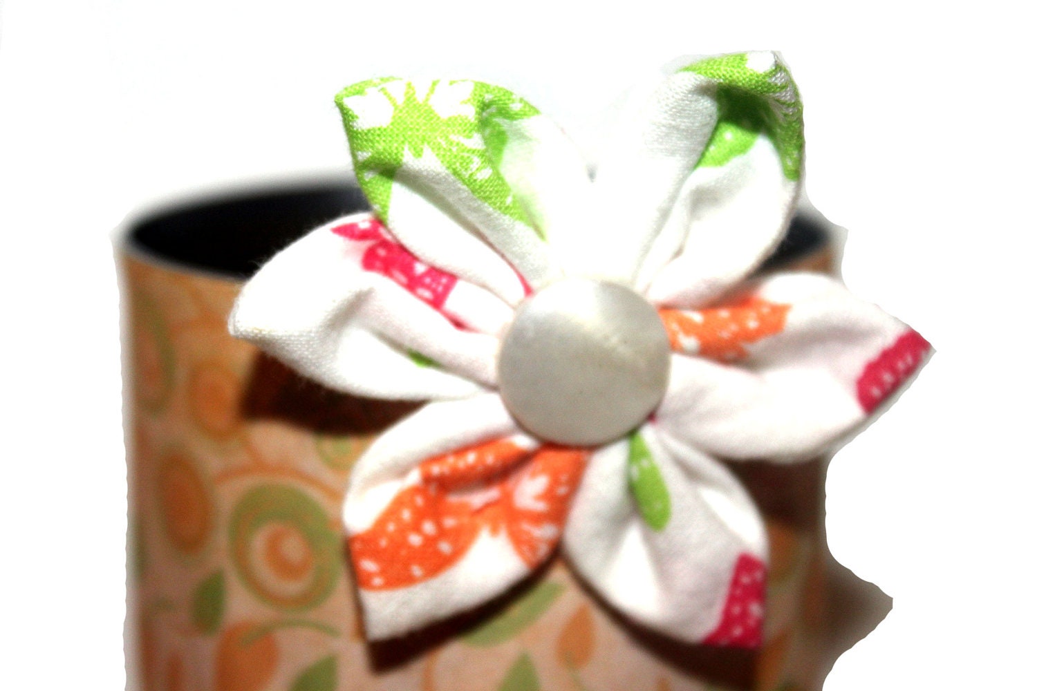 Fabric Flower Hair Clip, Hair Bow Neon Butterflies