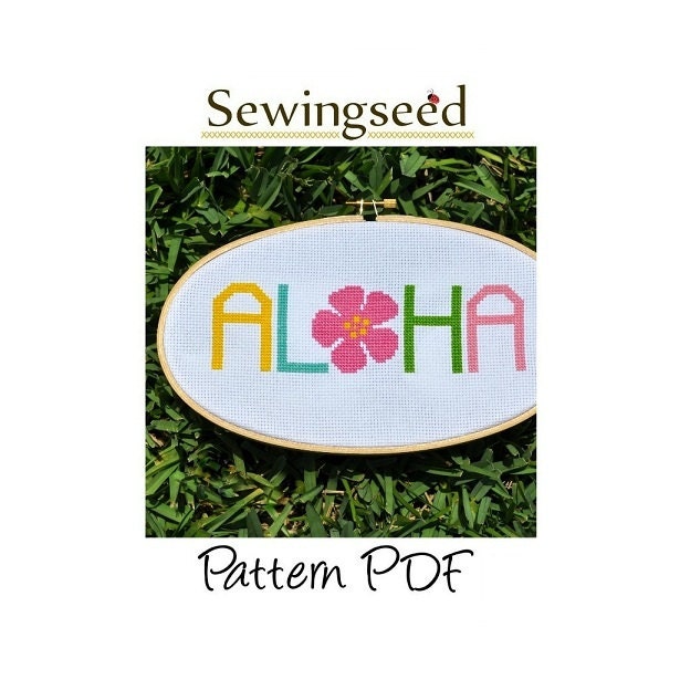 Aloha Cross Stitch Pattern, INSTANT DOWNLOAD