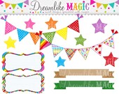 Back to School Buntings, Frames, Stars and Ribbon Banners - Clipart for Personal or Commercial Use Il_170x135