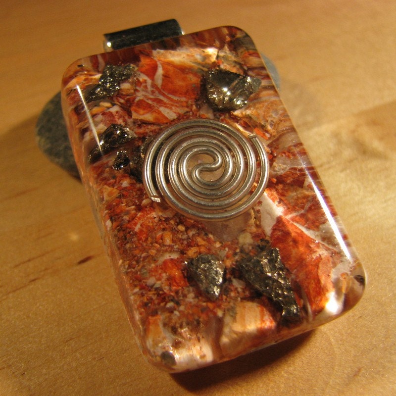 Brecciated Jasper and Pyrite Orgone Pendant
