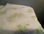 Vtg Double Sheet, Yellow & White Daisies on Crisp White, Springmaid, Wondercale