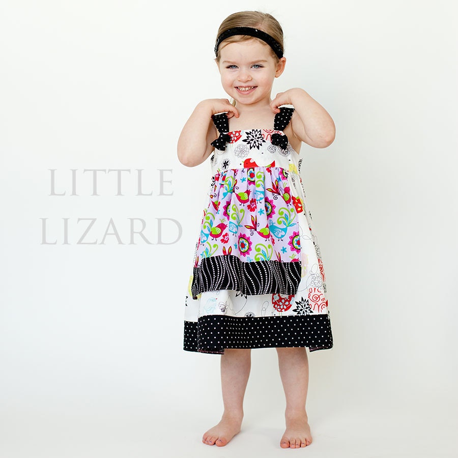 Childrens Dress SEWING PATTERN, Apron Knot PDF for girls and dolls, 6m-12