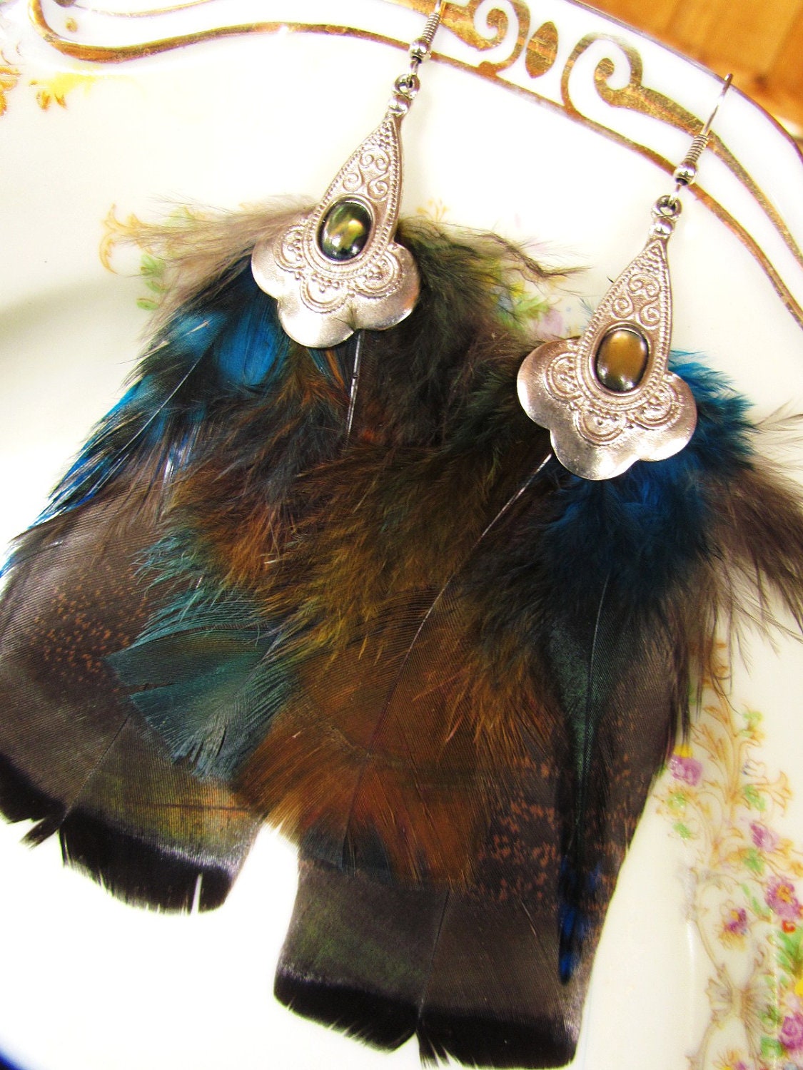Drama Queen Feather and Bead earrings