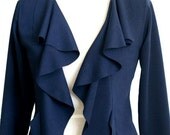Womens clothing. Jersey jacket. Ruffled jacket. Long sleeve jacket. Black jacket. Custom jacket.  Womens top